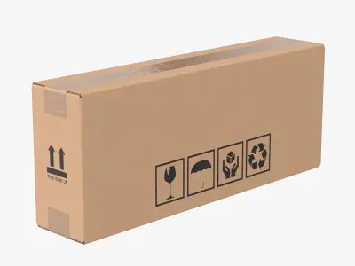 Cardboard Box 50x10x20 Closed 3D model