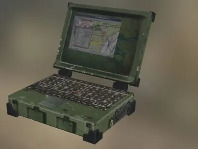 military laptop Low-poly 3D model