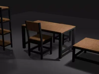 Modern Loft Furniture Set Low-poly 3D model