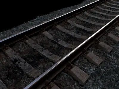 Railroad wit Concrete Sleepers Low-poly 3D model