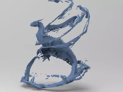 Dragon water splash sculpture  4  3D model