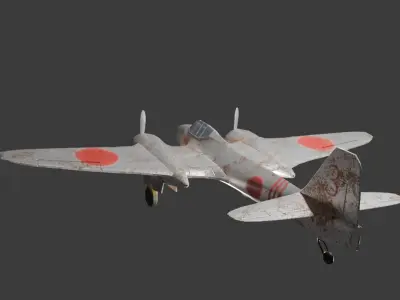 Old and rusty Kawasaki Ki 96  3D model