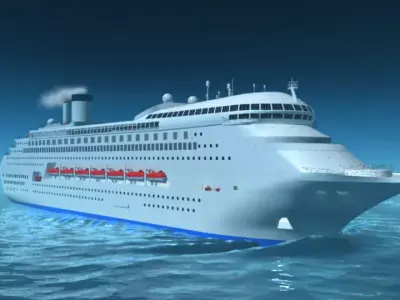 Animated Ship with Ocean 3D model
