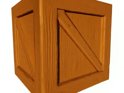 Wooden Crate Low-poly 3D model 2