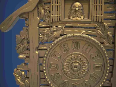 Carved clock for 3D printing and CNC 3D print model 15