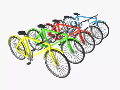 set of motorcycles and bicycles Low-poly 3D model