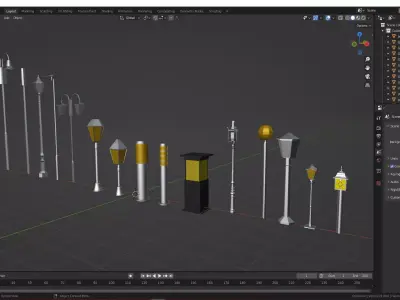 3D Street Lamp Models Collection  Game Ready Assets Low-poly 3D model