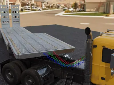 Truck with Step Deck Trailer Low-poly 3D model