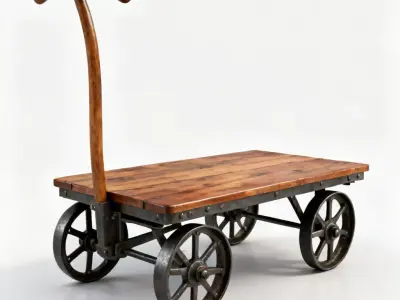 Vintage Industrial Flatbed Cart 3D Model Low-poly 3D model