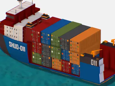 Heavy Lift Vessel Big Boat Low-poly 3D model