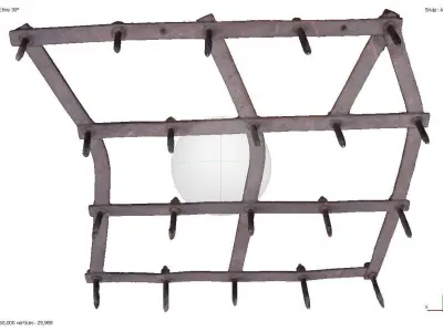 Old rusty harrow 3D model