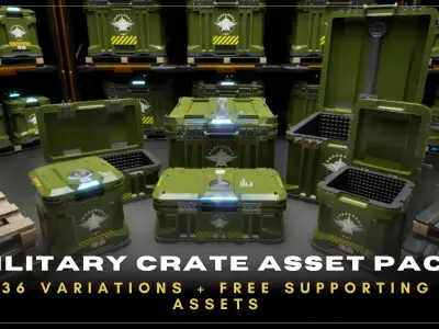 Military Storage Crates Asset Pack Low-poly 3D model