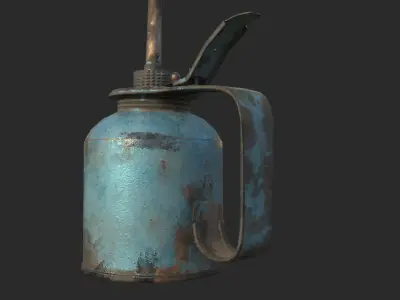 Vintage Oilcan Blue Rusty PBR Game Ready Low-poly 3D model