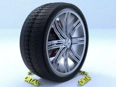 ORTAS CAR RIM 32 GAME READY RIM TIRE AND DISC 3D model