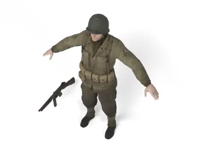 Allied soldier Low-poly 3D model