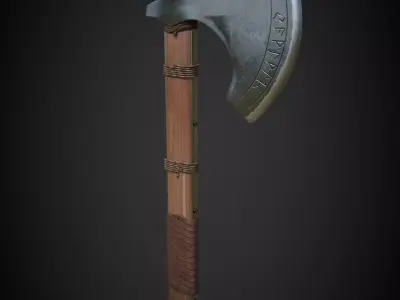 Vikings Axe Weapon PBR gameready Low-poly 3D model