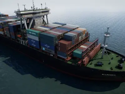 Cargo Ship Container Ship - low poly Low-poly 3D model