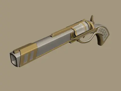 SciFi Golden Revolver - Luxury Gun - Weaponry Low-poly 3D model