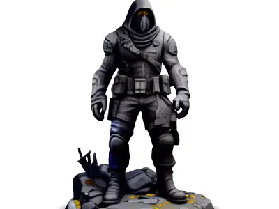 PostApocalyptic Desert Hunter 3D Model Low-poly 3D model