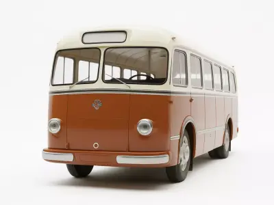 Classic Retro Bus Low-poly 3D model