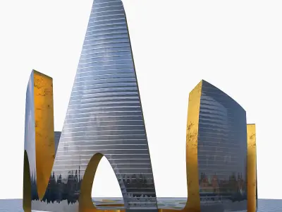 Skyscraper 03  Low-poly 3D model