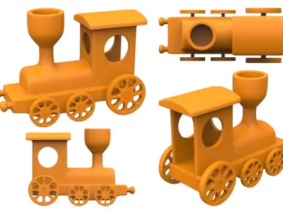 Train toy - orange 3D print model