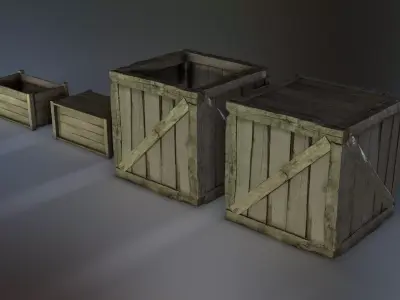 Wooden Crates Low-poly 3D model purchase