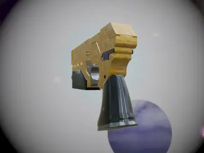Space Pistol Yellow Low-poly 3D model