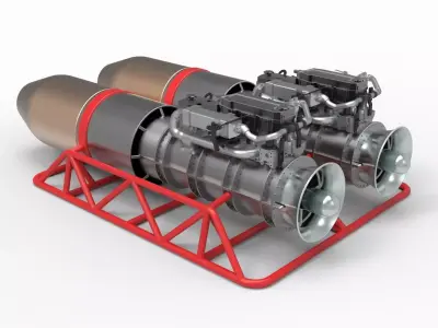 Jet engines with frame 3D model