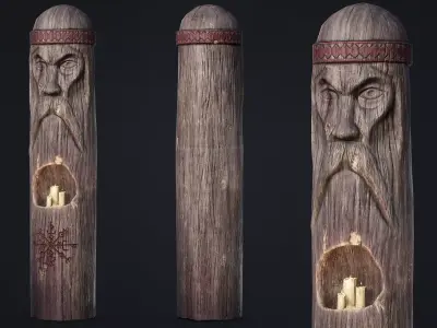 Wooden Totem 4 Low-poly 3D model