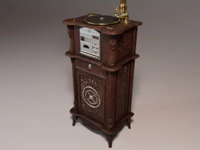 Tabletop Gramophone Low-poly 3D model