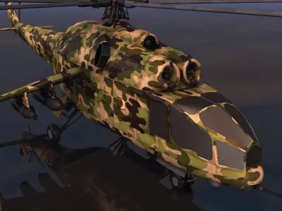 Low poly VR AR game ready Gunship Helicopter Low-poly 3D model
