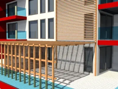 Ground and 4 Floor Commercial and Residential Building 3D model