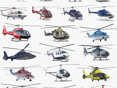Private Helicopters Big Collection 3D model