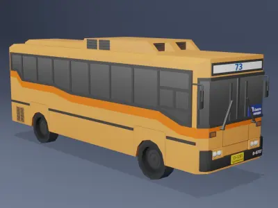 Orange Thai bus Low poly v01 Low-poly 3D model