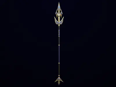Fantasy Trident 05 All PBR Unity UE Textures Included Low-poly 3D model
