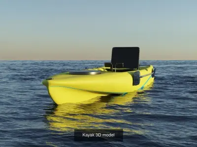 Kayak 3D model two kayaks floating in ocean 3D Model Pack
