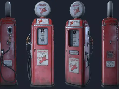 Vintage Gas Pump Low-poly 3D model Low-poly 3D model