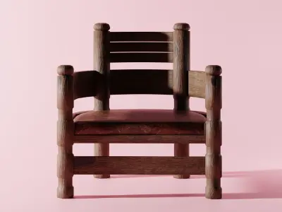 Medieval Chair Low-poly 3D model purchase