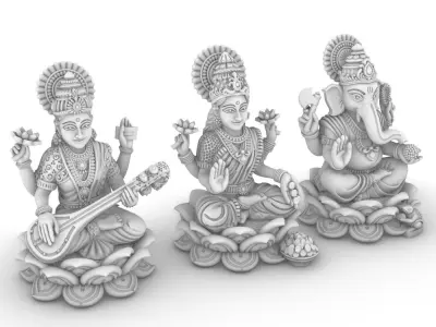 LaxmiJi SarswatiJi  GaneshJi 3D print model