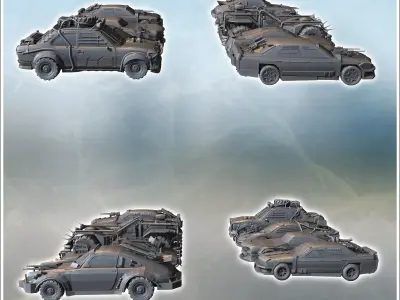 Set of post-apocalypse cars incl BMW 735i buggy  9 - Future Sci- 3D print model
