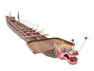 Chinese traditional wooden dragon boat 3D model
