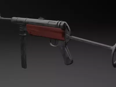 German machine gun Low-poly 3D model