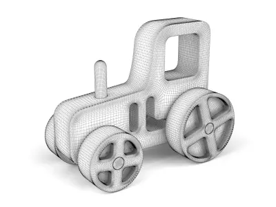 Wooden toy tractor 12 3D model