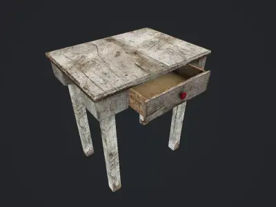 Old Table Low-poly 3D model 2