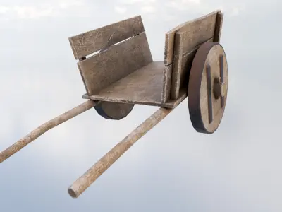 Wagon Wooden Cart Low-poly 3D model