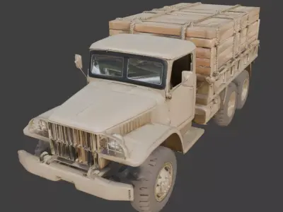 WWII Heavy Logistics Truck 3D Model Low-poly 3D model