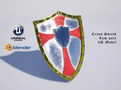 Cross Shield Low-poly 3D model