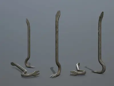 Crowbar hook Low-poly 3D model get