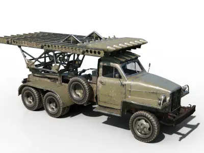 PBR BM-13 Katyusha Rocket Artillery MLRS Low-poly 3D model